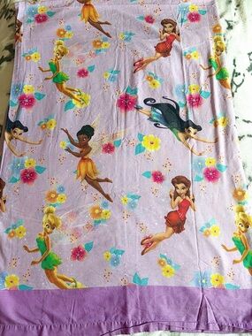 Vintage DISNEY FAIRIES Purple “ Pixie Dust” Design TWIN Flatbed Bed Sheet